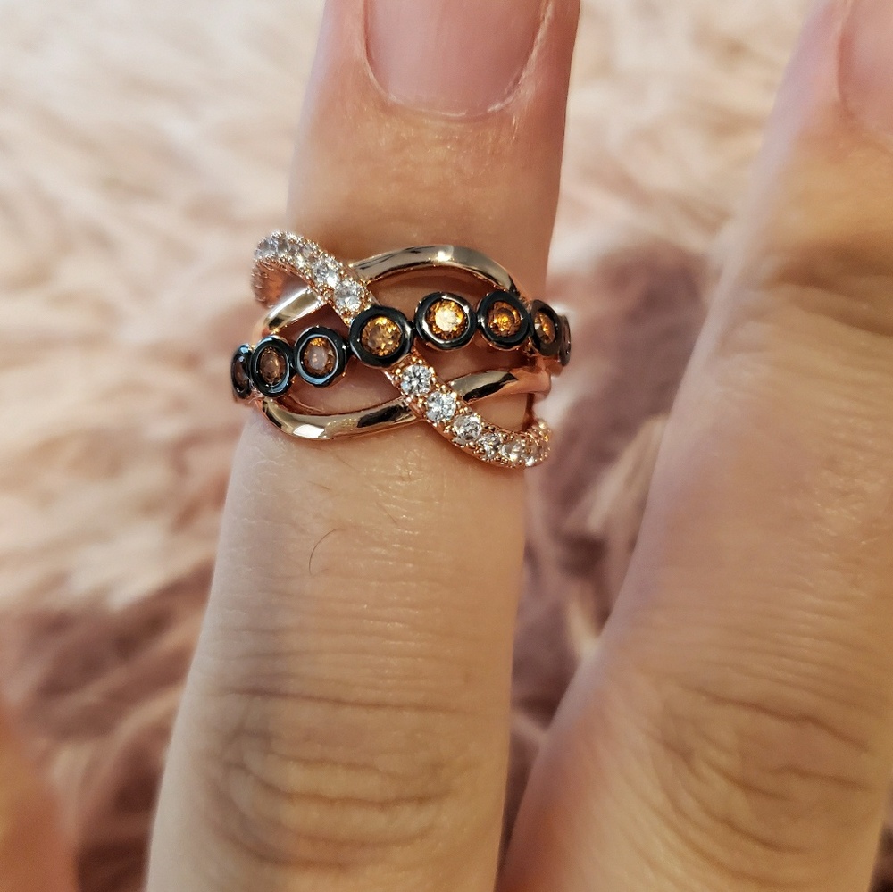 18k Rose gold plated braided statement ring - Picture 2 of 4
